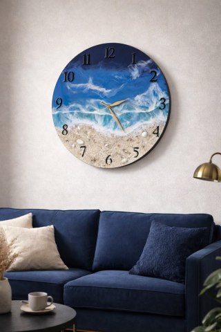 Morski zegar z żywicy epoksydowej, 40 cm