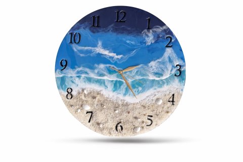 Morski zegar z żywicy epoksydowej, 40 cm