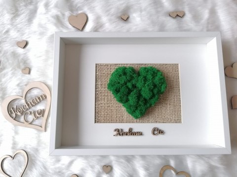 Obraz z mchem chrobotkiem, SERCE, 21x30