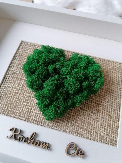 Obraz z mchem chrobotkiem, SERCE, 21x30