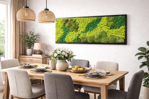 Obraz z mchu poduszkowego I chrobotka, 180x58 cm