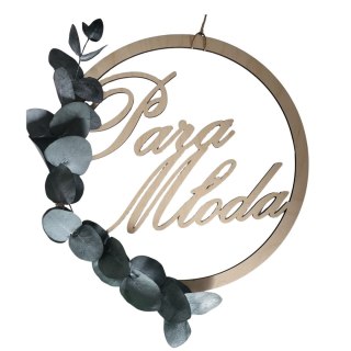 Obręcz ze sklejki, para młoda z eukaliptusem