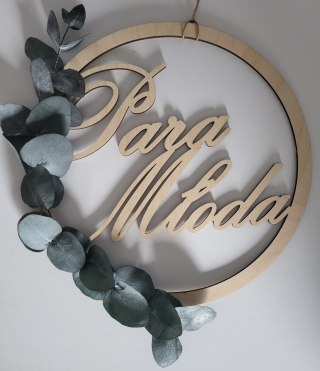 Obręcz ze sklejki, para młoda z eukaliptusem