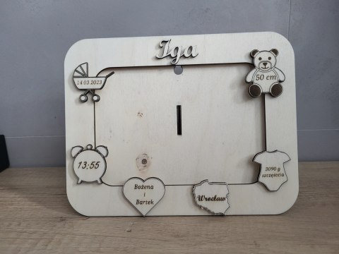 Ramka na zdjęcie, metryczka urodzenia