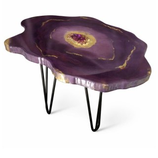 Stolik kawowy z żywicy epoksydowej, ametyst