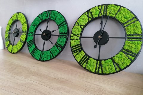 Zegar z mchem chrobotkiem, loft, różne średnice