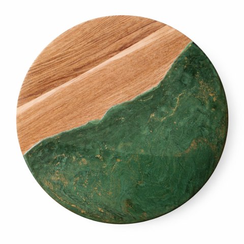 Dębowy stolik kawowy z żywicą epoksydowa butelkowa zieleń