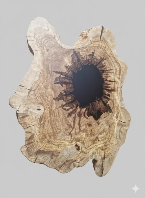 Drewniany stolik kawowy oliwny z czarną żywicą epoksydową matowy