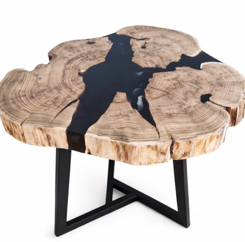 Stolik kawowy drewniany z żywicą epoksydową 