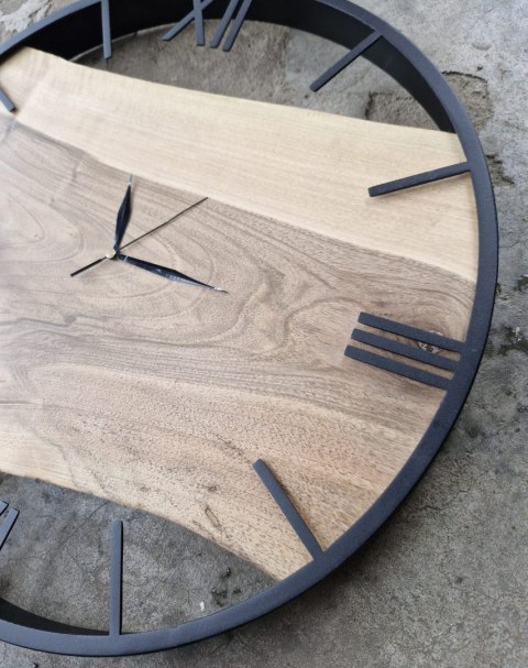 Drewniany zegar ścienny, 50 cm, zegar z deską z orzecha