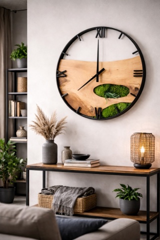 Drewniany zegar ścienny, 60 cm