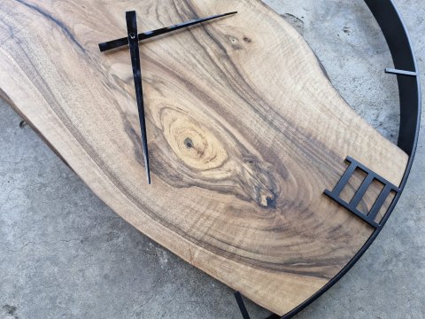 Drewniany zegar ścienny, 80 cm zegar z deską z orzecha włoskiego