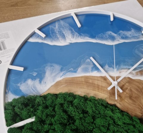 Drewniany zegar ścienny, morski zegar z chrobotkiem, metalowy zegar, morze