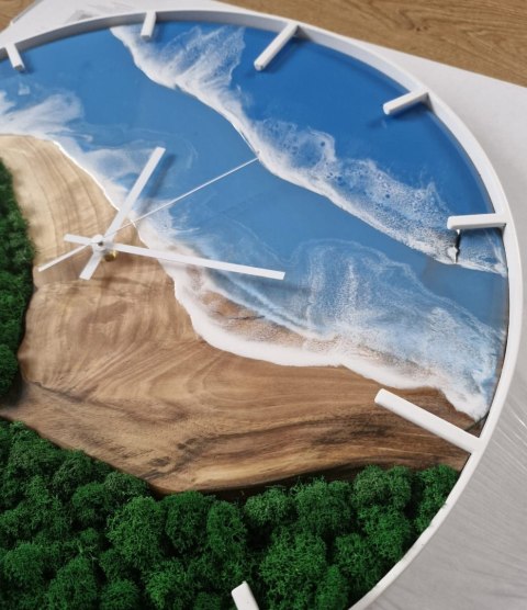 Drewniany zegar ścienny, morski zegar z chrobotkiem, metalowy zegar, morze