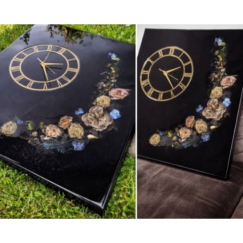 Konserwacja bukietu ślubnego, zegar z bukietem ślubnym