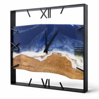 Morski drewniany zegar w metalowej ramie , 40cm
