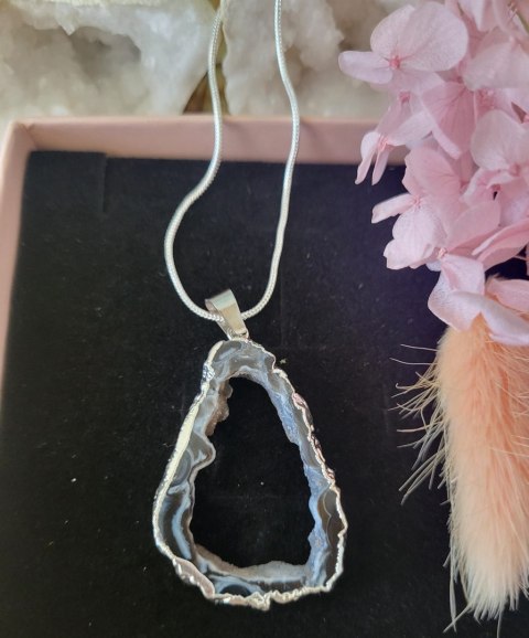 Naszyjnik z kamieniem naturalnym, agat brązowy 2