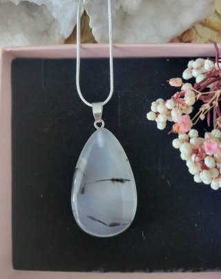 Naszyjnik z kamieniem naturalnym, agat kropla