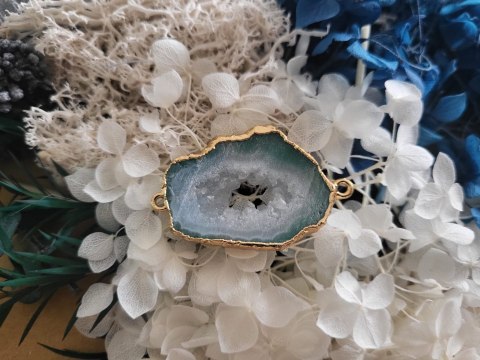 Naszyjnik z kamieniem naturalnym, agat zielony różne