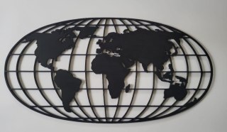 Obraz ażurowy ze sklejki, mapa świata 90 cm