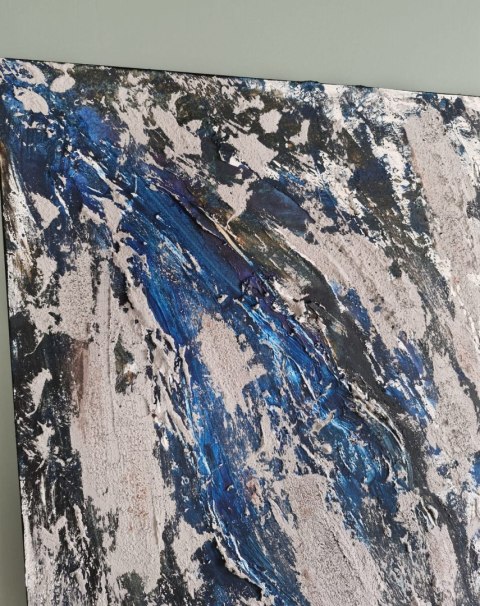 Obraz strukturalny 60x80 cm, beton architektoniczny i granat