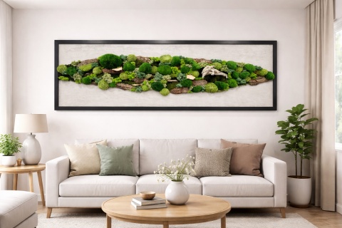 Obraz z betonu architektonicznego i mchu 180x70 cm