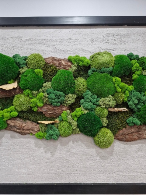 Obraz z betonu architektonicznego i mchu 180x70 cm