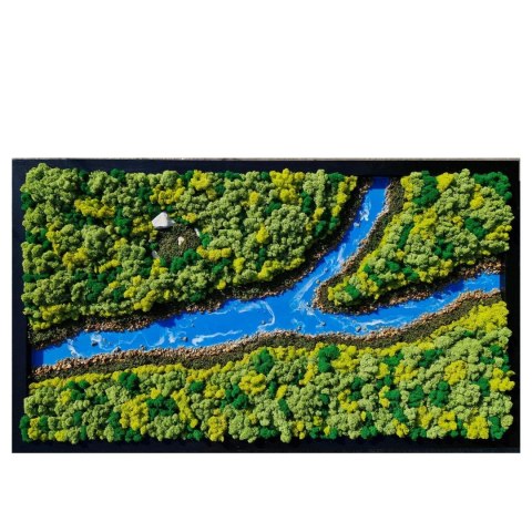 Obraz z mchu chorbotka z rzeką z żywicy epoksydowej