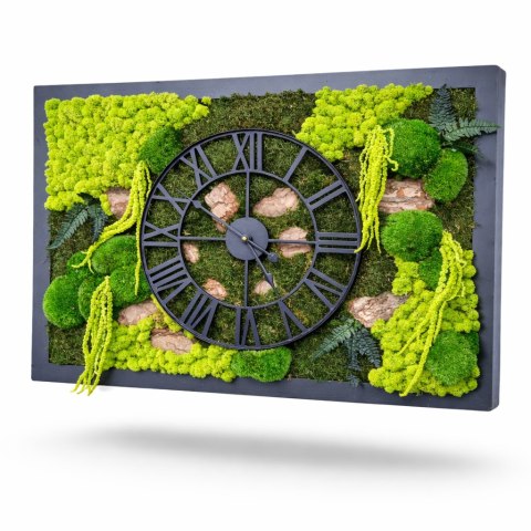Obraz z mchu z zegarem