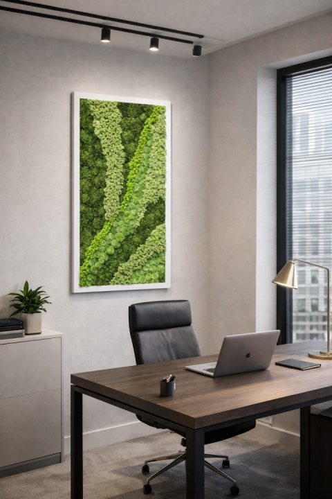 Obraz z mchu poduszkowego, bagiennego i chrobotka 100x150 cm