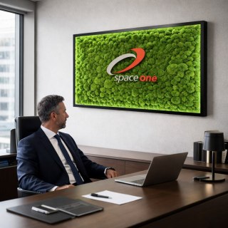 Obraz z mchu z Twoim logo, obraz z logo firmy z podświetleniem LED