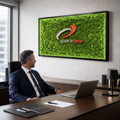 Obraz z mchu z logo firmy 