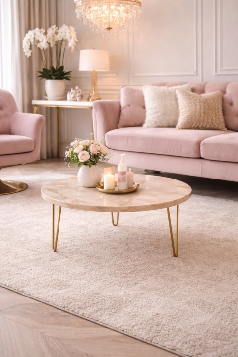 Stolik kawowy z żywicy epoksydowej, glamour 50 cm