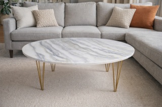 Stolik kawowy z żywicy epoksydowej z efektem marmuru, marmur