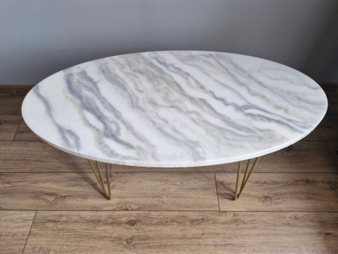 Stolik kawowy z żywicy epoksydowej z efektem marmuru, marmur