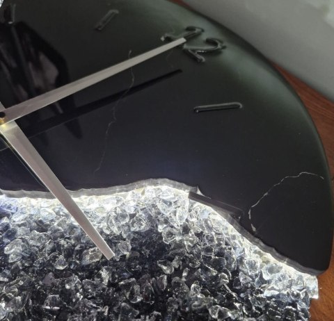 Zegar glamour z podświetleniem LED 50 cm, czarny zegar ścienny