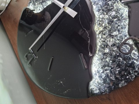 Zegar glamour z podświetleniem LED 50 cm, czarny zegar ścienny