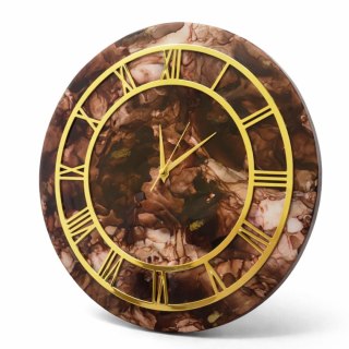 Zegar ścienny z żywicy epoksydowej 45 cm , brąz i zloto