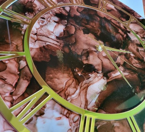 Zegar ścienny z żywicy epoksydowej 45 cm , brąz i zloto
